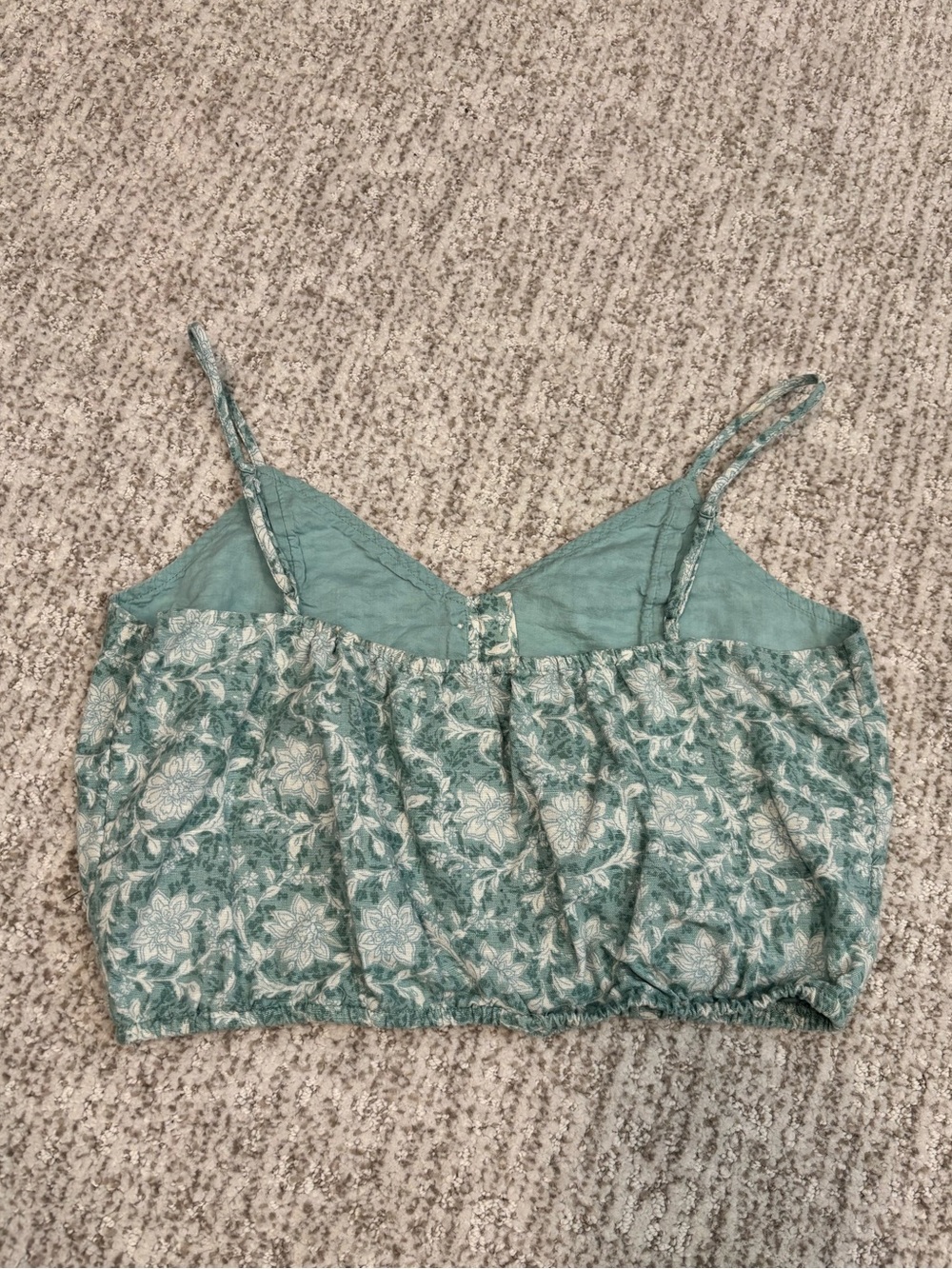 American Eagle Outfitters Teal Floral Button-Front Crop Cami *Never Worn!* - Picture 2 of 3